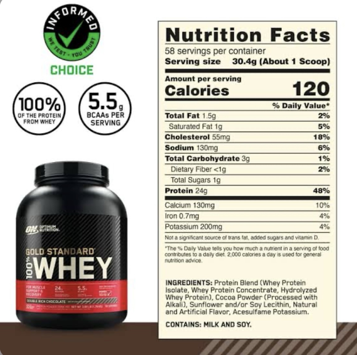OPTIMUM NUTRITION
100% whey Gold stander 2.27kg – Image 3