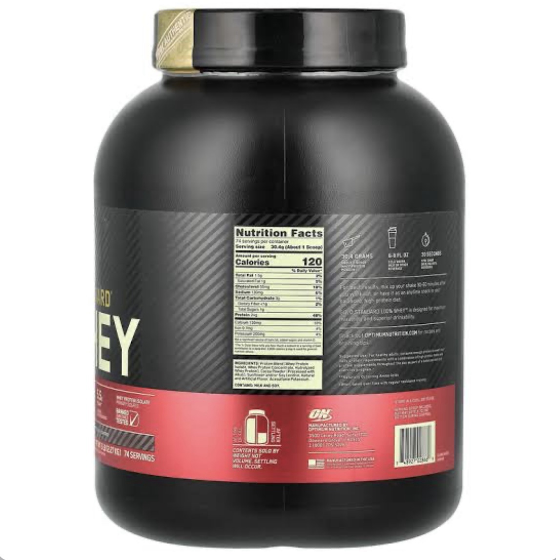 OPTIMUM NUTRITION
100% whey Gold stander 2.27kg – Image 4