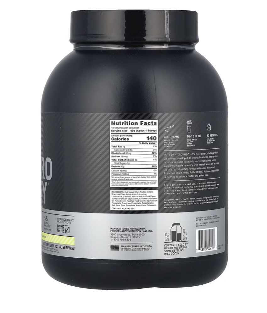 OPTIMUM NUTRITION
Platinum Hydro Whey 1.6kg – Image 2
