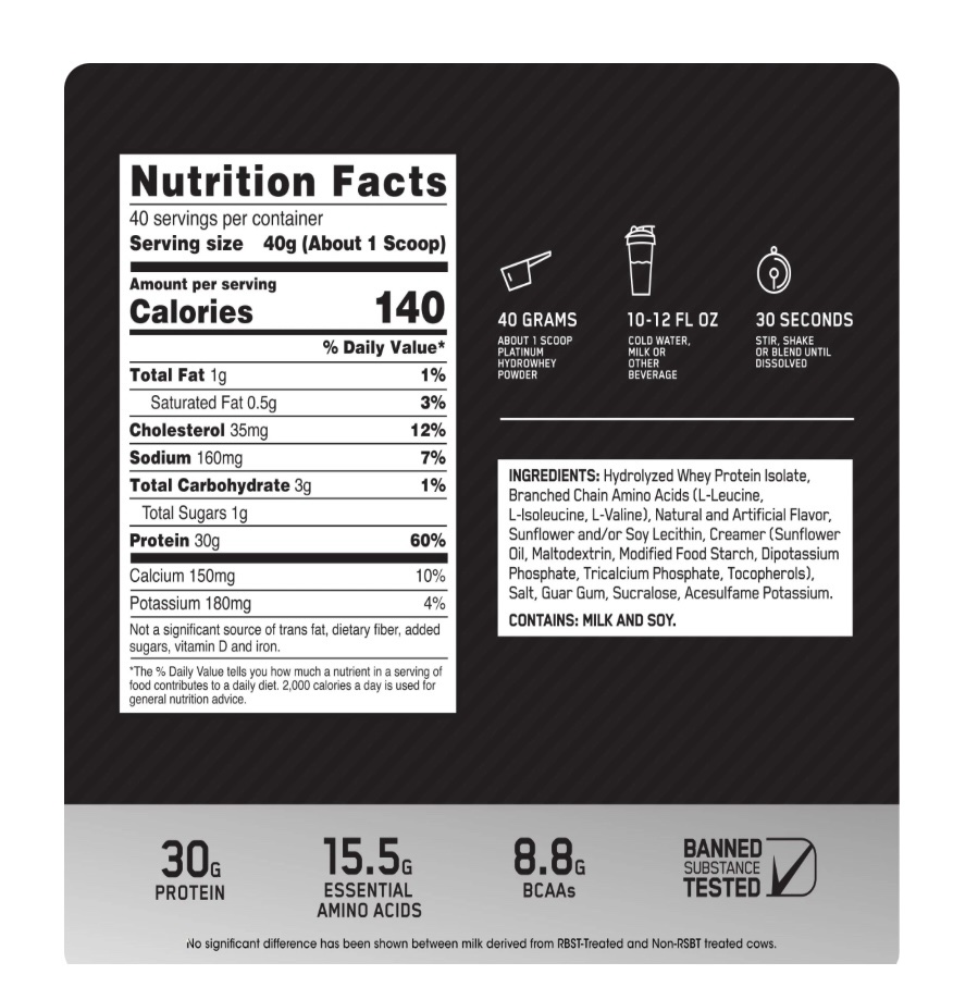 OPTIMUM NUTRITION
Platinum Hydro Whey 1.6kg – Image 3